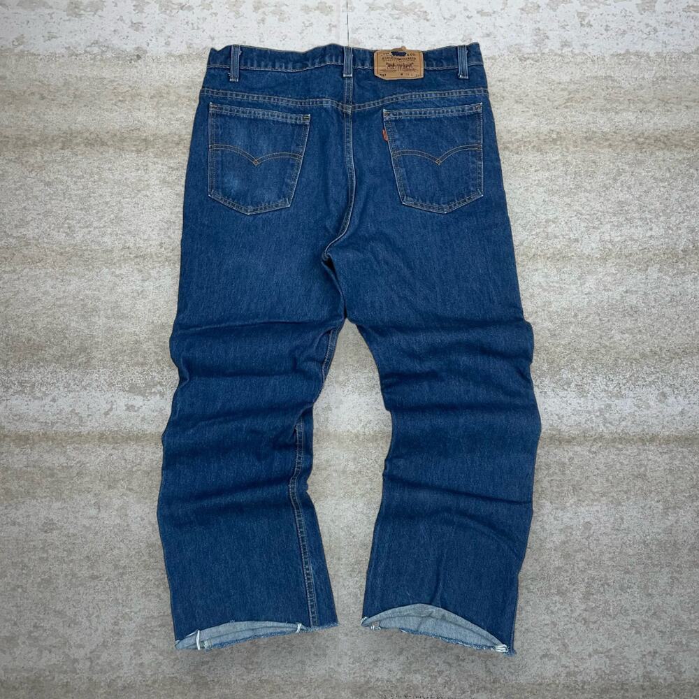Vintage 90s Orange Tab Levis Jeans 517 38x30 Bootcut Flare Dark Wash Made in USA